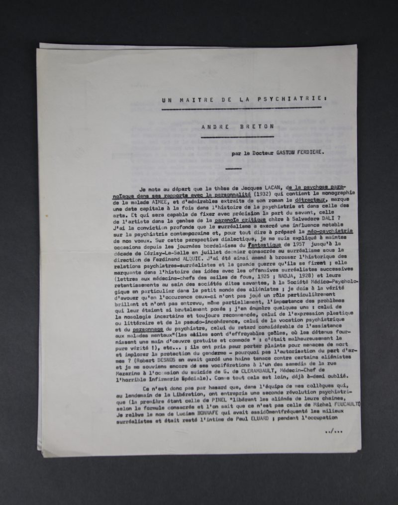 Un maître de la psychiatrie : André Breton.