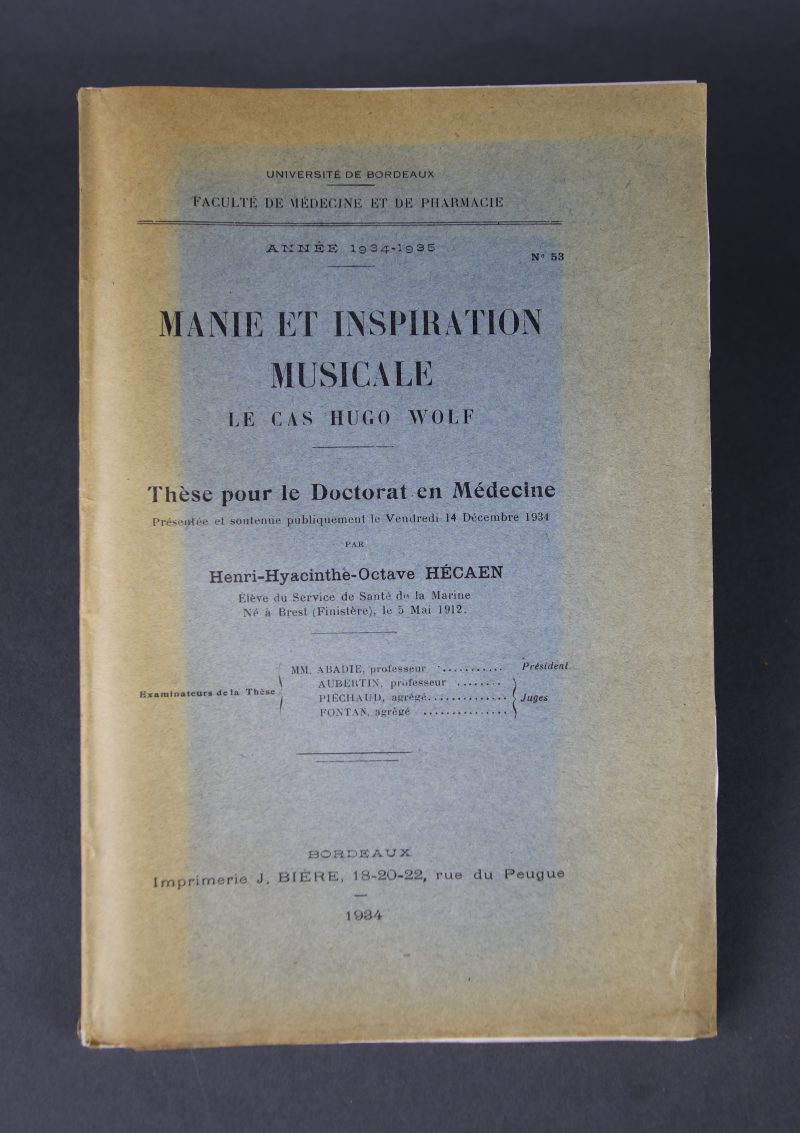 Manie et inspiration musicale, le cas Hugo Wolf