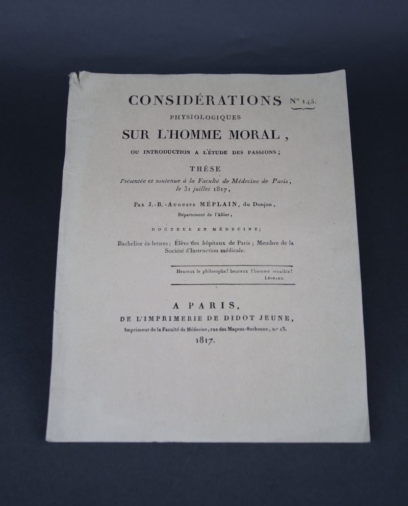 Considérations psychologiques sur l’homme moral, ou introduction à l’étude des passions