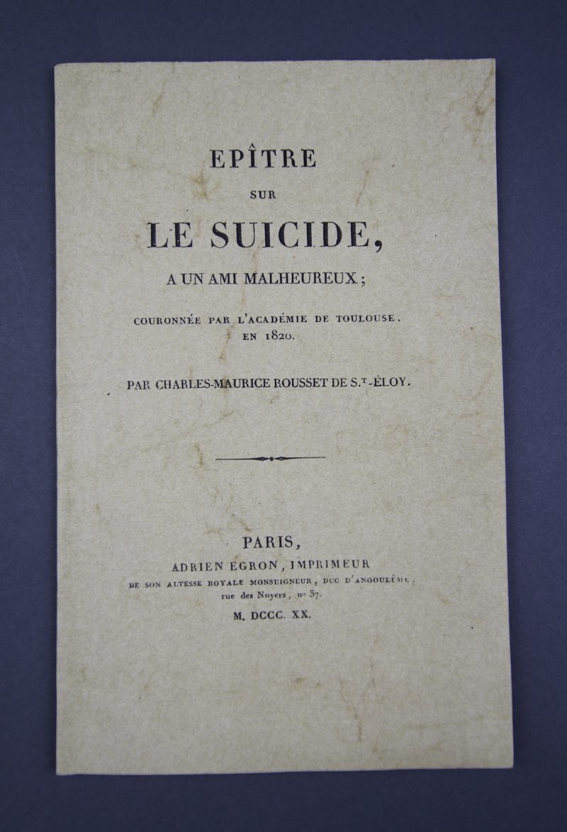 Epître sur le suicide, à un ami malheureux